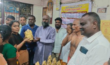 கரூர் அனைத்திந்திய இந்து திருக்கோயில்கள் பாதுகாப்பு சங்கம் பொதுமக்களுக்கு அன்பளிப்பாக விநாயகர் சிலைகள் வழங்கும் விழா