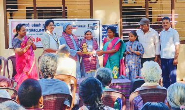 முதியோர் தின விழா கேக் வெட்டி கொண்டாட்டம்