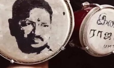 தாளத்தில் இசையின் ராஜா... இளையராஜாவை தத்துரூபமாக வரைந்த கோவை கலைஞர்