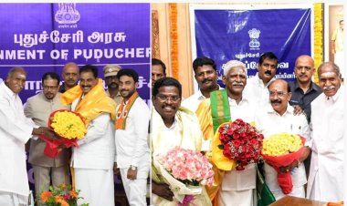 புதுவையில் புதிய அமைச்சர், நியமன எம்எல்ஏ-க்கள் பதவியேற்பு: எதிர்க்கட்சிகள் புறக்கணிப்பு