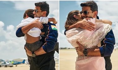 மனைவி, மகனைக் கட்டியணைத்து அன்பைப் பொழிந்த சுபான்ஷு சுக்லா! படம் | சுபான்ஷு சுக்லா பதிவு