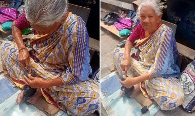 உலை கொதிக்கும் முன்னாடி வேலை வரும்; உழைப்பு தான்..'' - செருப்புத் தைக்கும் 75 வயசு பாட்டி