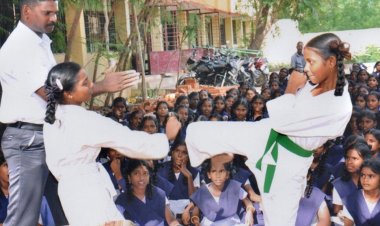 அரசு பள்ளி மாணவிகளுக்கு தற்காப்பு கலை பயிற்சி!