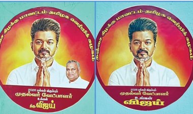 தவெக பிரச்சார ஸ்டிக்கர்களில் ஆனந்த் படத்தை நீக்கிவிட்டு விஜய் படம் மட்டும் இடம்பெற உத்தரவு