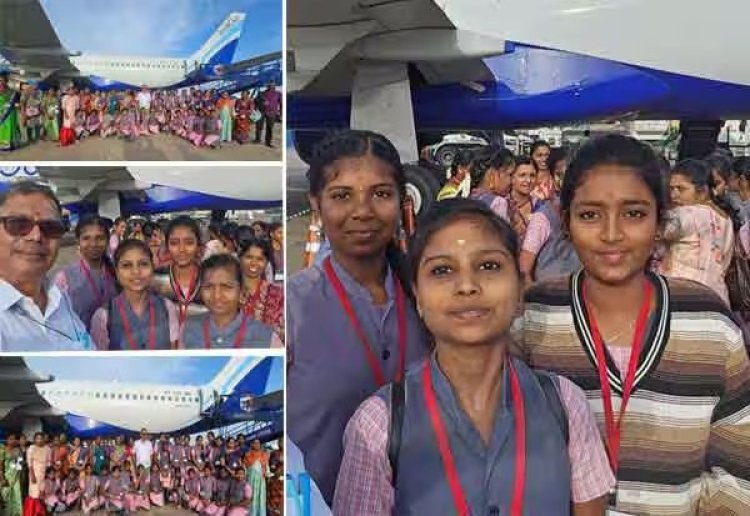 முதல்முறையாக விமானத்தில் பறந்த அரசு பள்ளி மாணவியர்: கனவு நிறைவேறியதாக உற்சாகம்