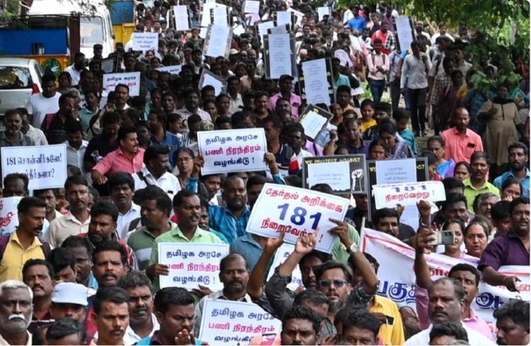 வாக்குறுதி 181-ஐ நிறைவேற்றுக’ - சென்னையில் 3,000+ பகுதிநேர ஆசிரியர்கள் திரண்டு பேரணி!