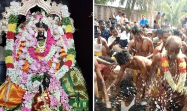 கரூர்: மேட்டுமகாதானபுரம் கோயிலில் பக்தர்கள் தலையில் தேங்காய் உடைத்து நேர்த்திக் கடன்