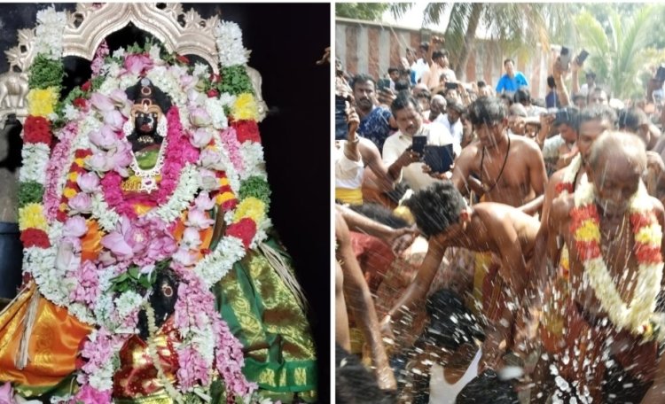 கரூர்: மேட்டுமகாதானபுரம் கோயிலில் பக்தர்கள் தலையில் தேங்காய் உடைத்து நேர்த்திக் கடன்