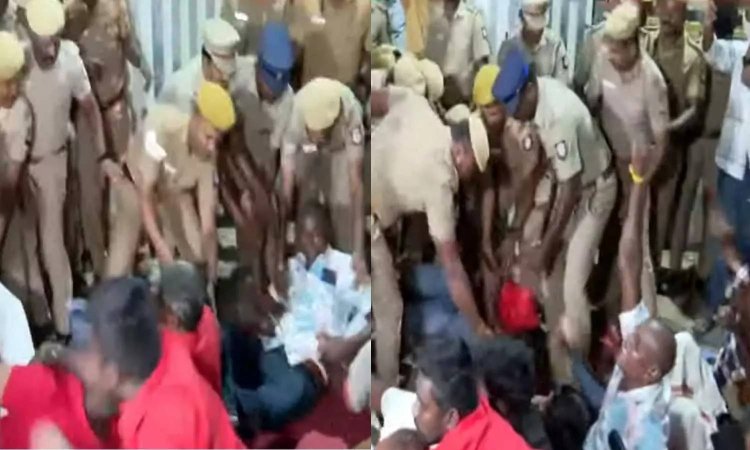 மதுரையில் போராட்டத்தில் ஈடுபட்ட தூய்மைப் பணியாளர்களை குண்டுக்கட்டாக கைது செய்த போலீசார்